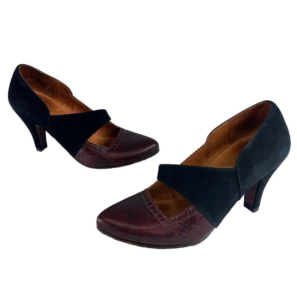 Chie Mihara Leather Loafer Velvet Mary Janes Two Tone Pointed‎ Toe US 6 | EU 36